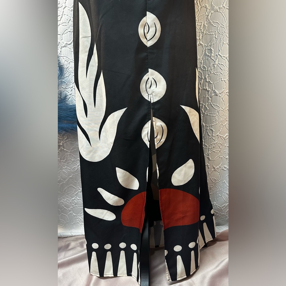 Commense- Cut Out Sleeveless Black,White, Orange Abstract Maxi Dress (XL)‼️NWT‼️ - Picture 11 of 16